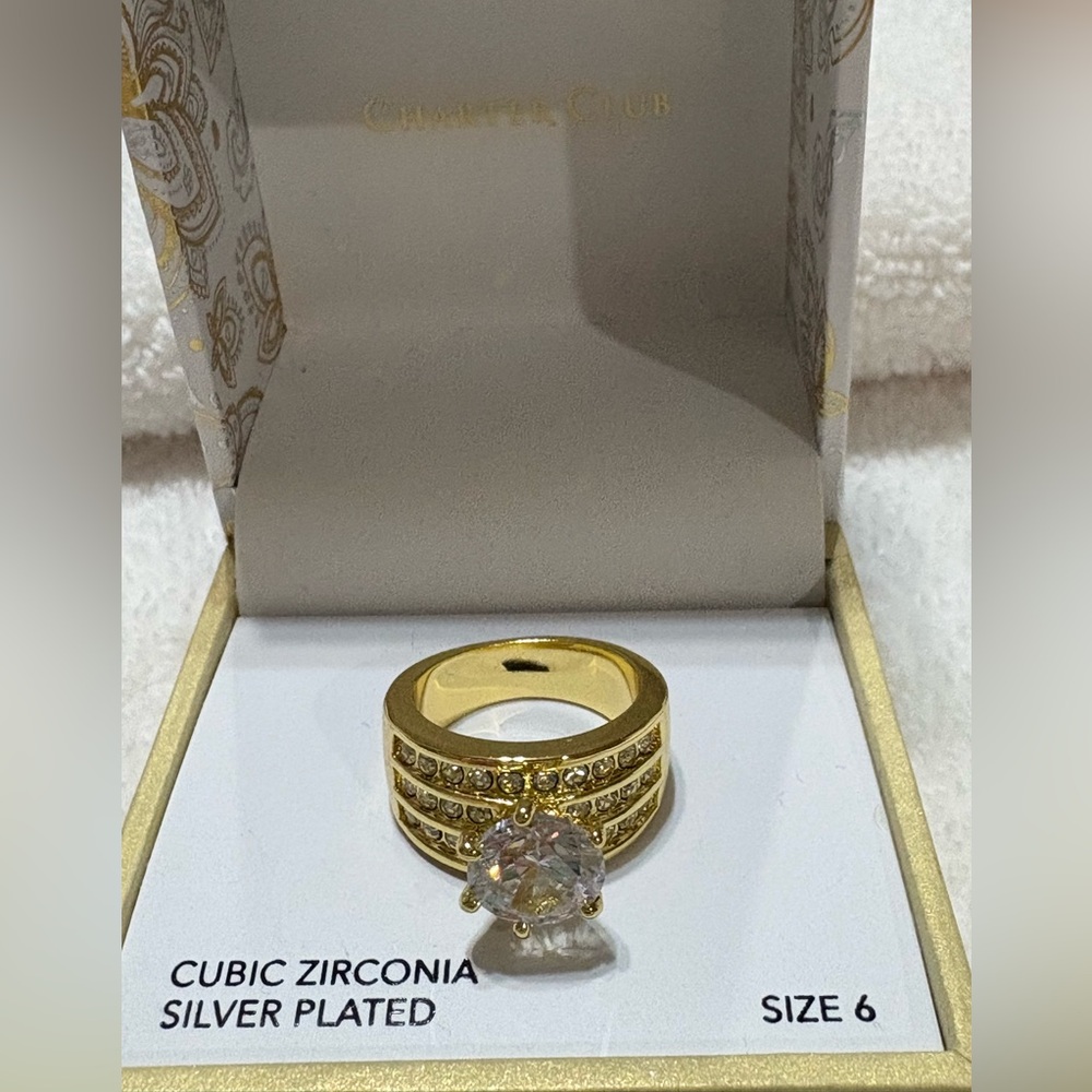 Charter Club Gold Ring with Clear Stones
